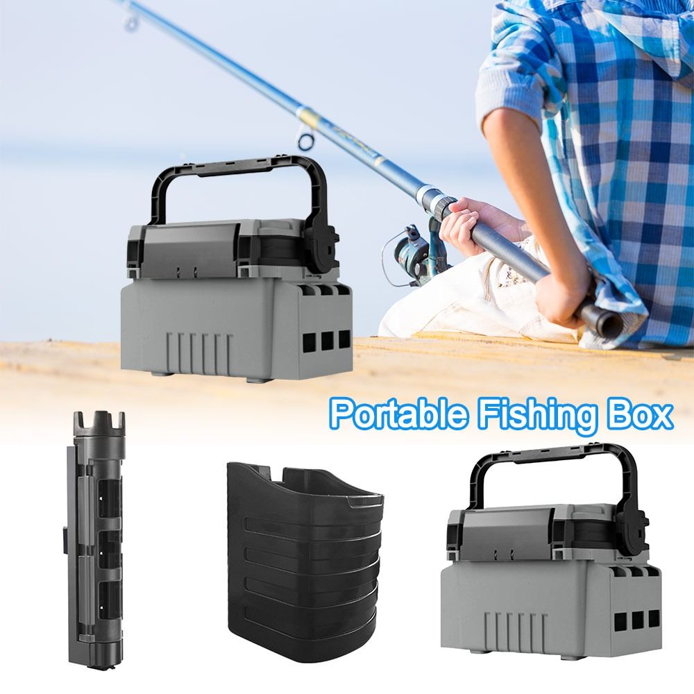 Fishing Kayak Crate - 多機能ポータブル釣り箱 大容量 コンパクト設計 釣り竿スタンド ロッドホルダー 釣り道具