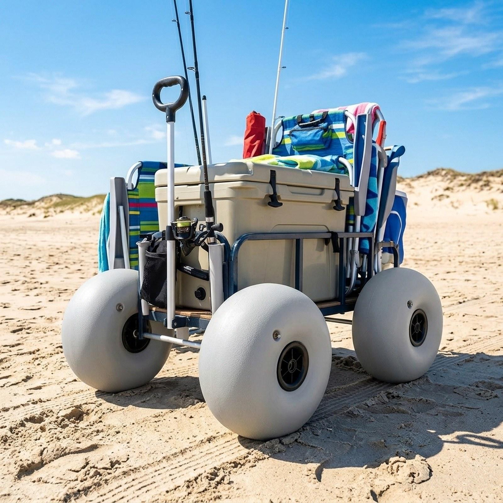 Fishing Kayak Cart - ビーチカートサンドホイール16インチビーチバルーンタイヤPVC頑丈なホイールカヤックトロリーキャンプアクセサリー用