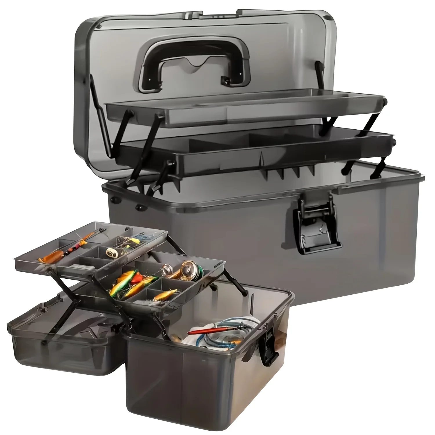 耐久性のあるPE製釣り道具箱 |   大容量、黒色透明デザイ - Fishing Kayak Crate のレビューと価格