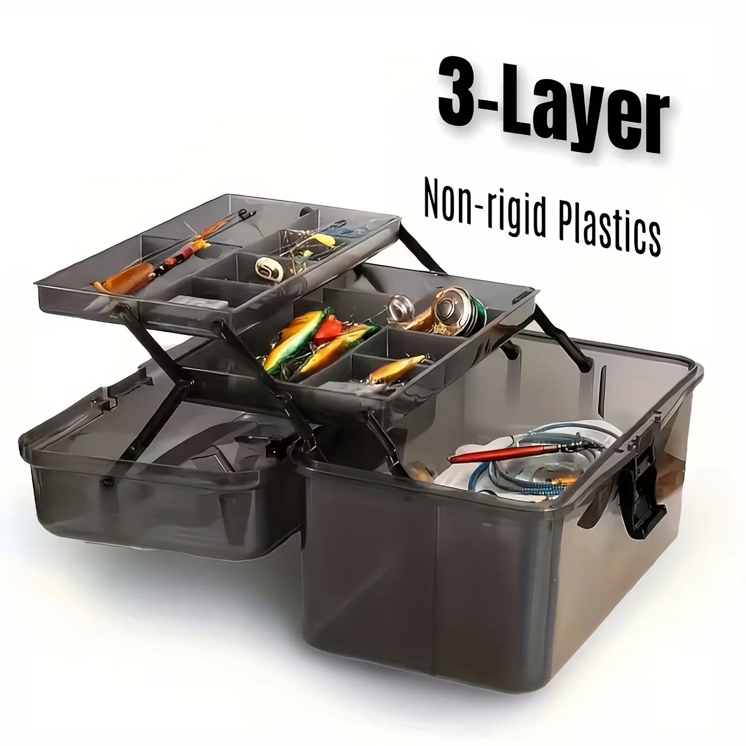 耐久性のあるPE製釣り道具箱 |   大容量、黒色透明デザイ - Fishing Kayak Crate のレビューと価格