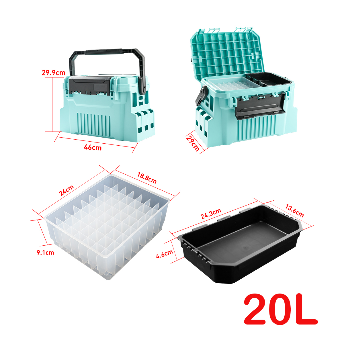 20L釣り道具箱（エギボックス付き）多機能海水釣り用高品質釣 - Fishing Kayak Crate のレビューと価格